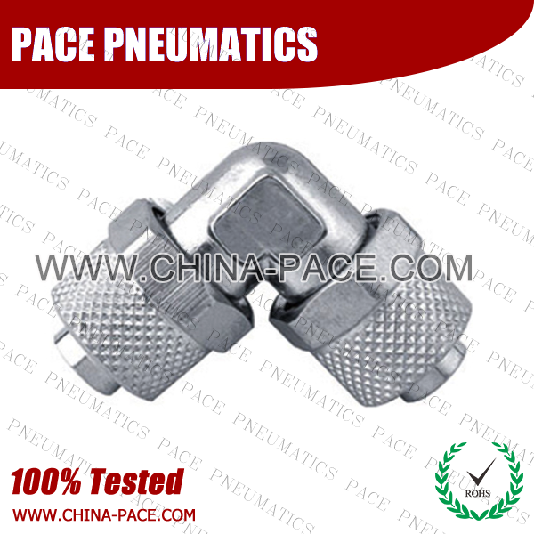 Union Elbow Two Touch Fittings, Push On Fittings, Rapid Fittings For Plastic Tube, Brass Air Fittings